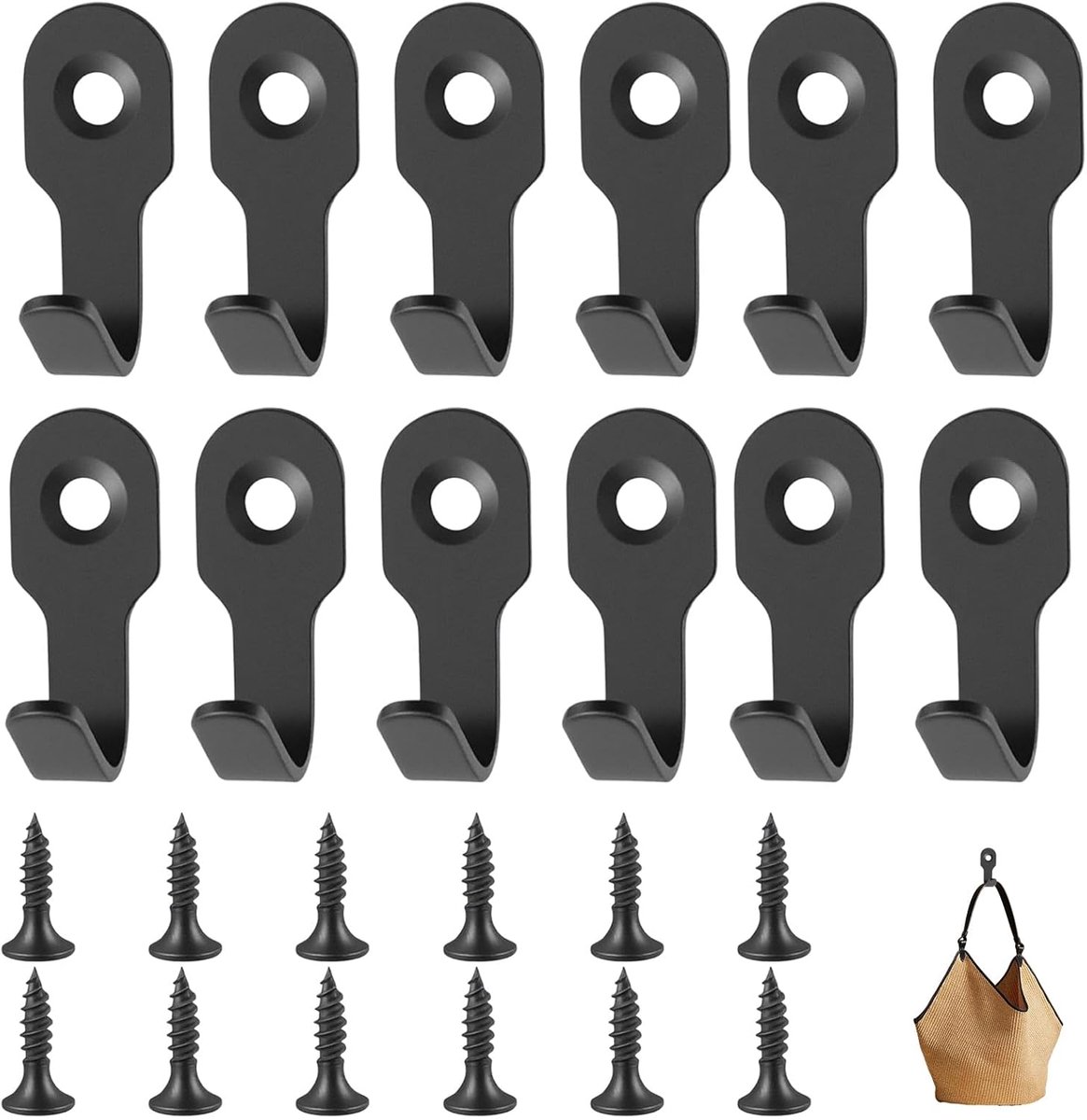Mini kledinghaken 10 stuks - roestvrij staal zwart - stevige wandhaken - ideaal voor badkamer en keuken - ShopVlot