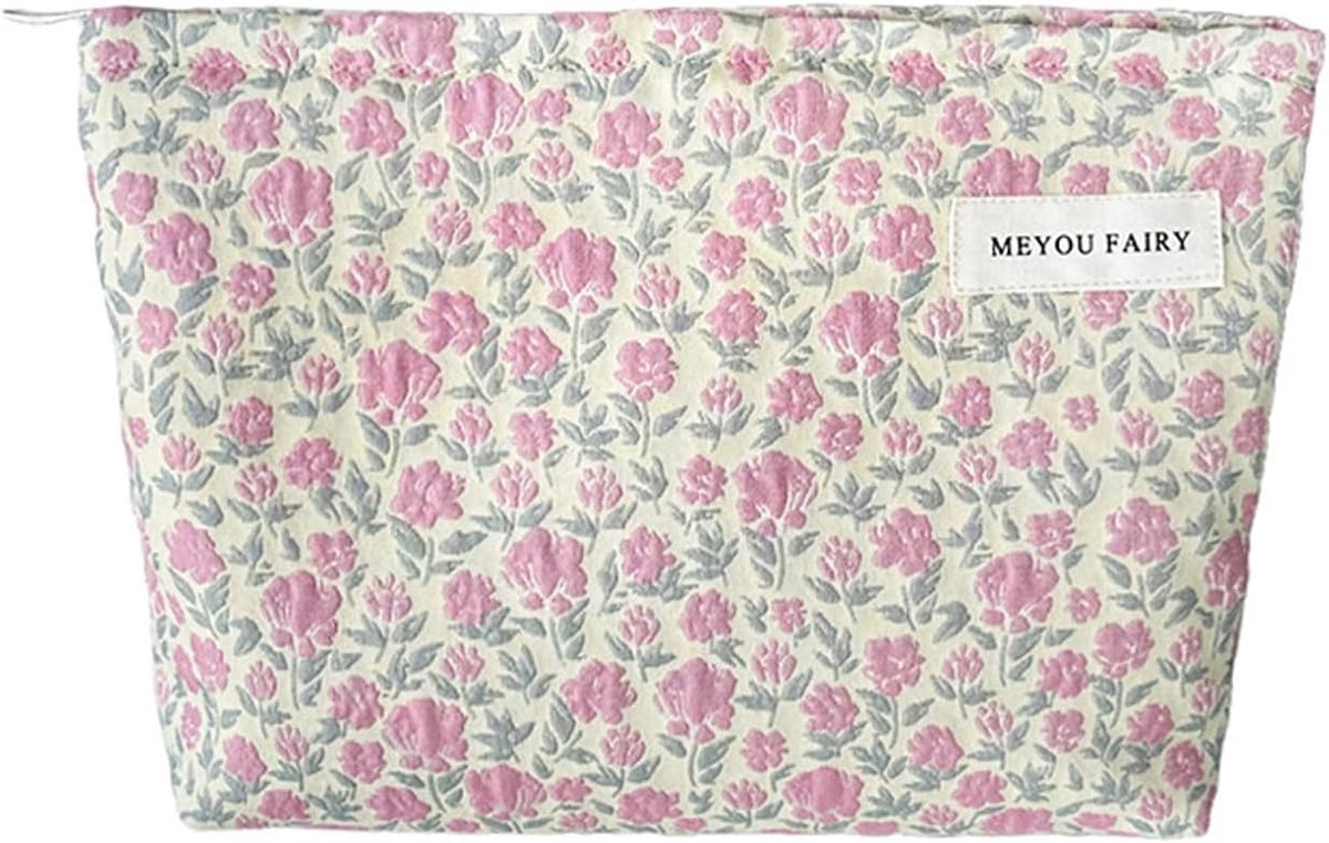Make-uptas bloemen 25 x 18 cm - Draagbaar met rits - Elegant ontwerp - Geschikt voor reizen - ShopVlot