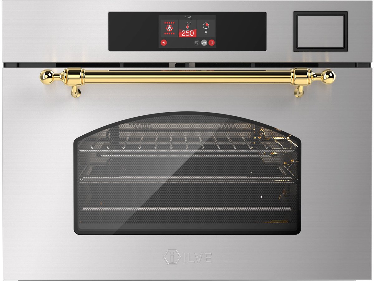 ILVE Compact 45cm 3 in 1 oven/stoom/magnetron Nost. RVS Messing - Inbouw