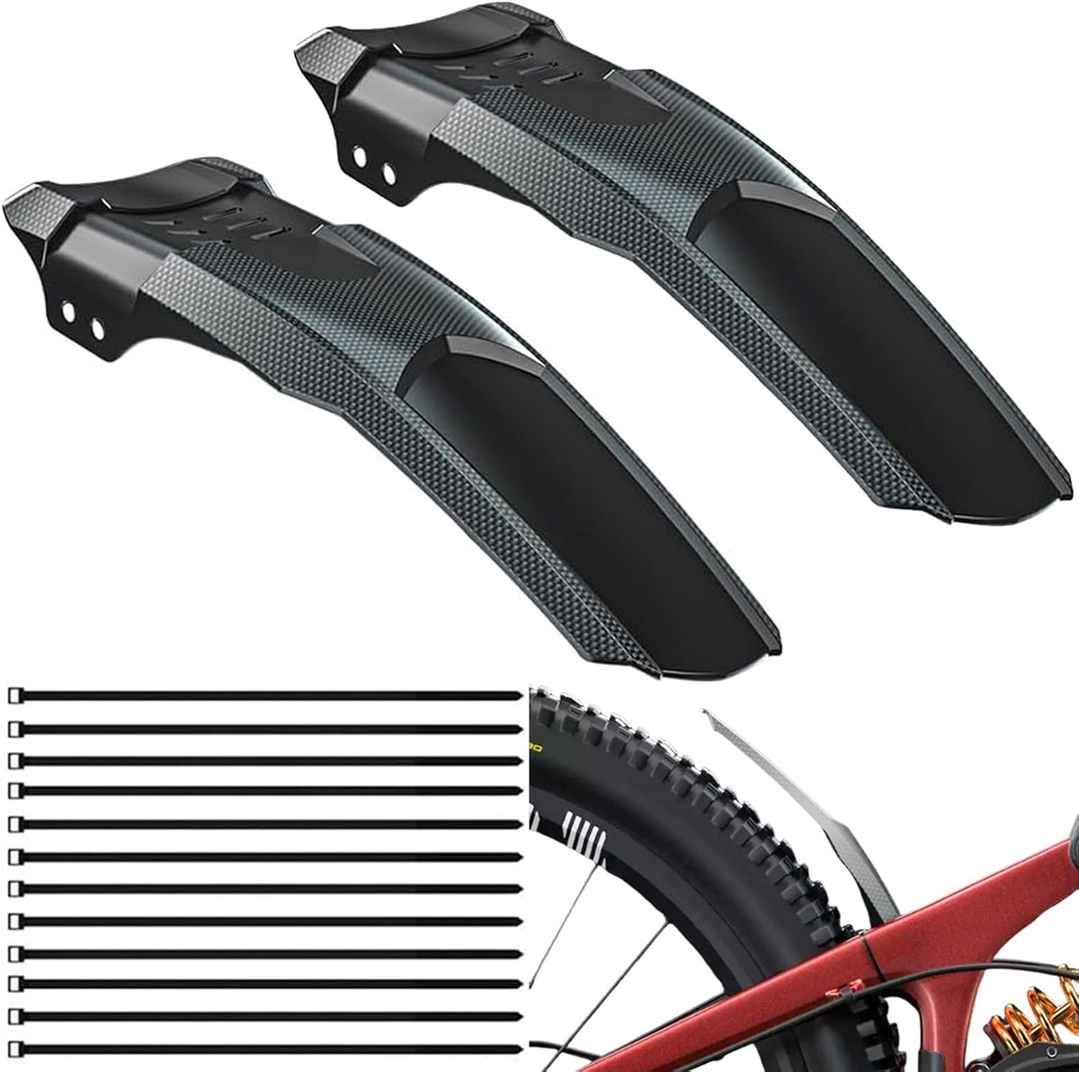 SnelShoppen - Spatbord voor Mountainbike - MTB Spatbord Voor en Achter - Fietsspatbord Quick-Release - Spatbescherming 20-29 Inch Mountainbike en Race