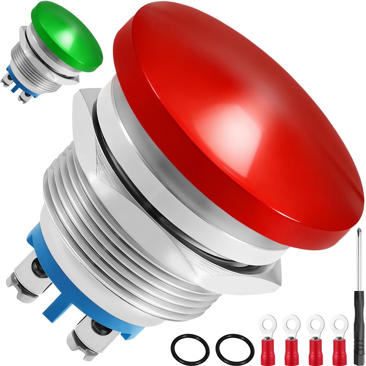 Momentary drukknop schakelaar 22mm - IP65 waterdicht - metaal behuizing - ideaal voor auto en boot - ShopVlot