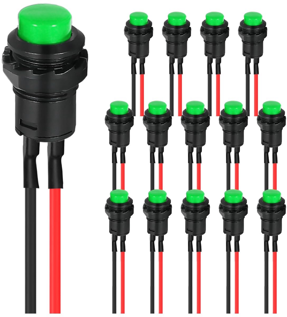 Zelfvergrendelende schakelaar 12 mm - groene mini drukknop - 2-pins AC 250V/1.5A - eenvoudig te installeren - ShopVlot