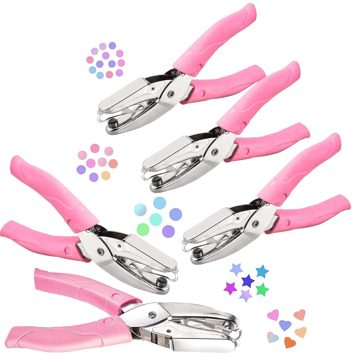Papierpons set van 5 - Hart, Ster en Ronde Vorm - Metalen handmatige perforator voor knutselen - ShopVlot
