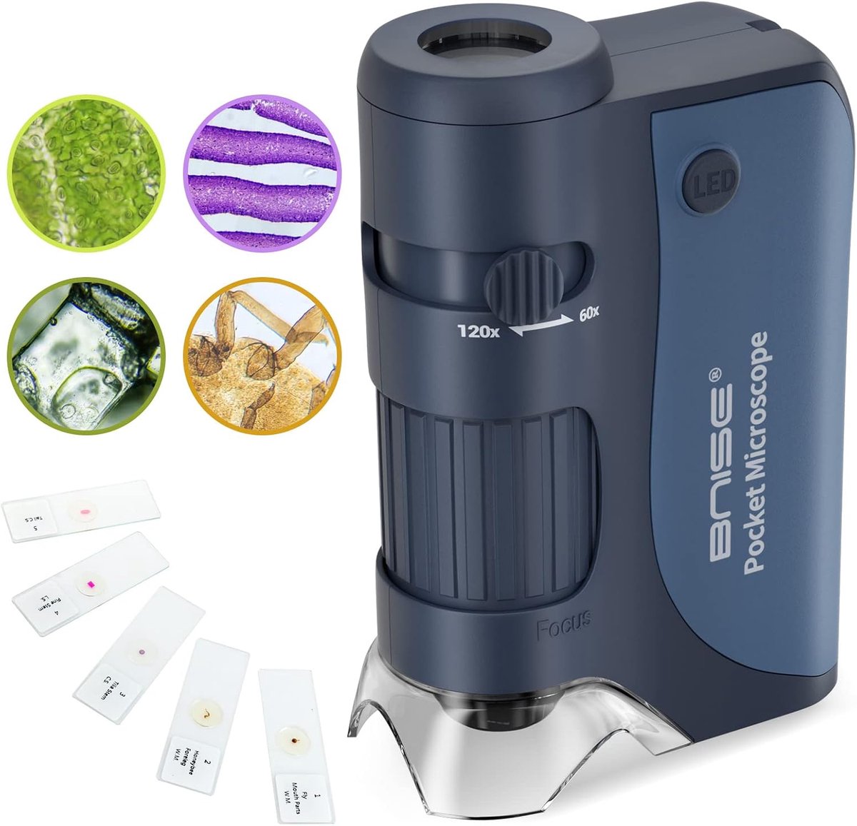 Pocket Microscoop voor Kinderen 60X-120X - Handheld Microscoop - LED Verlichting - Ideaal voor Onderwijs en Onderzoek - ShopVlot