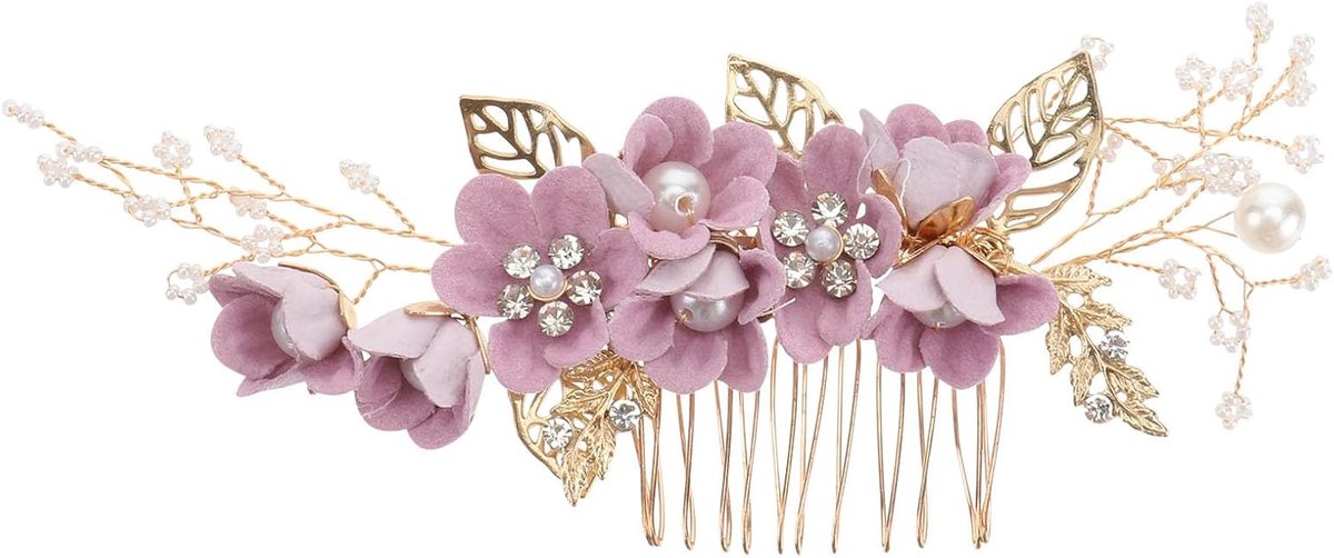 Haarspeld met bloemen - alluminium haaraccessoire - met kristallen - perfect voor bruiloften - ShopVlot