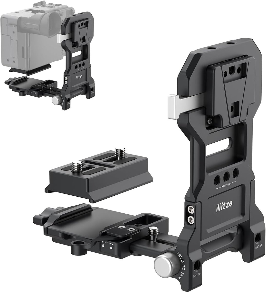 Opvouwbare V-Mount-Batterijplaat - 270° Verstelbaar - Uitschuifbereik 37 mm - Ideaal voor DSLR en spiegelloze camera's - ShopVlot