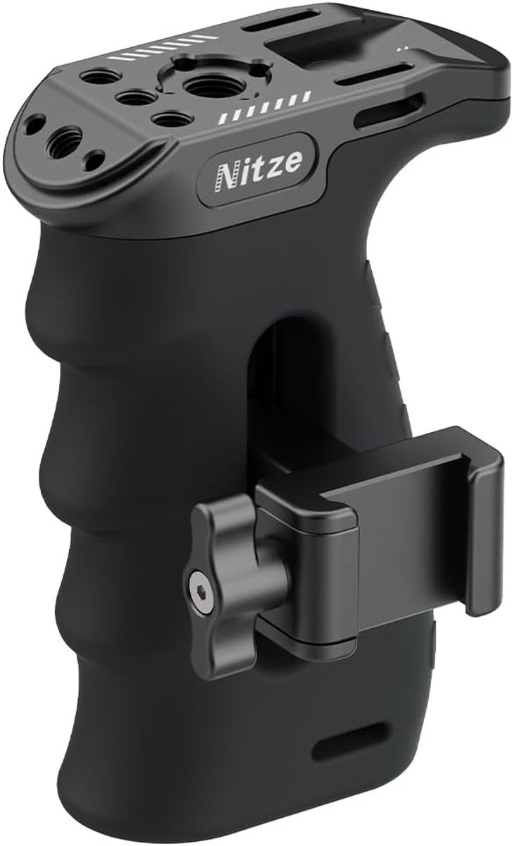 Camera zijhandgreep ergonomisch - verstelbaar - rubberen aluminium - comfortabel langdurig gebruik - ShopVlot