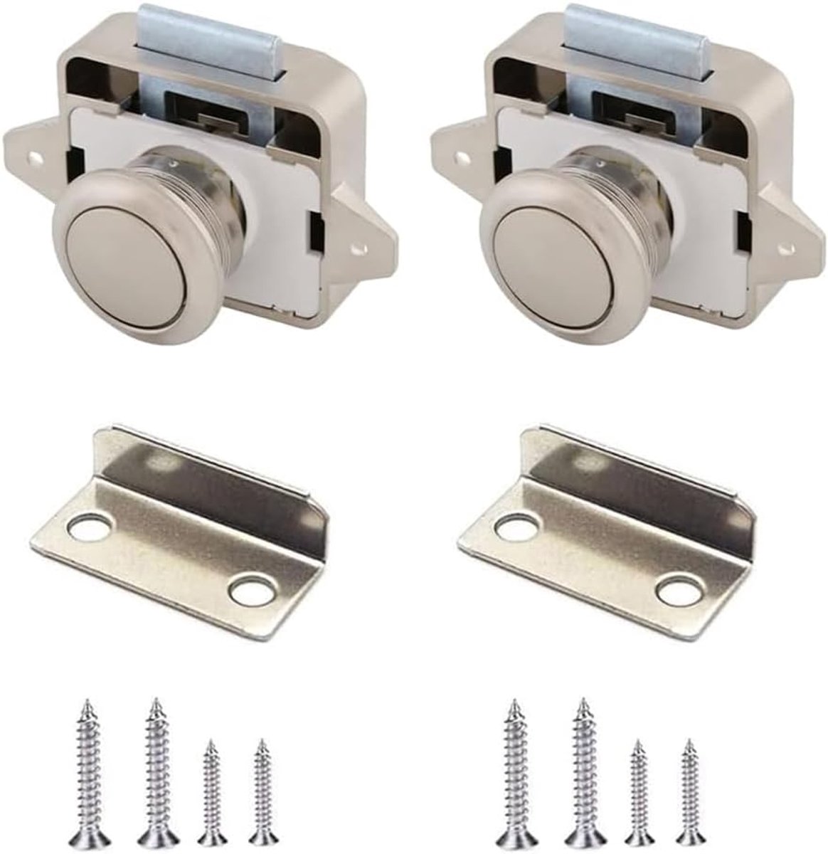 Push Lock Button voor Lades - Verchroomd - Duurzaam en Roestvrij - Ideaal voor Kasten en Jachten - ShopVlot