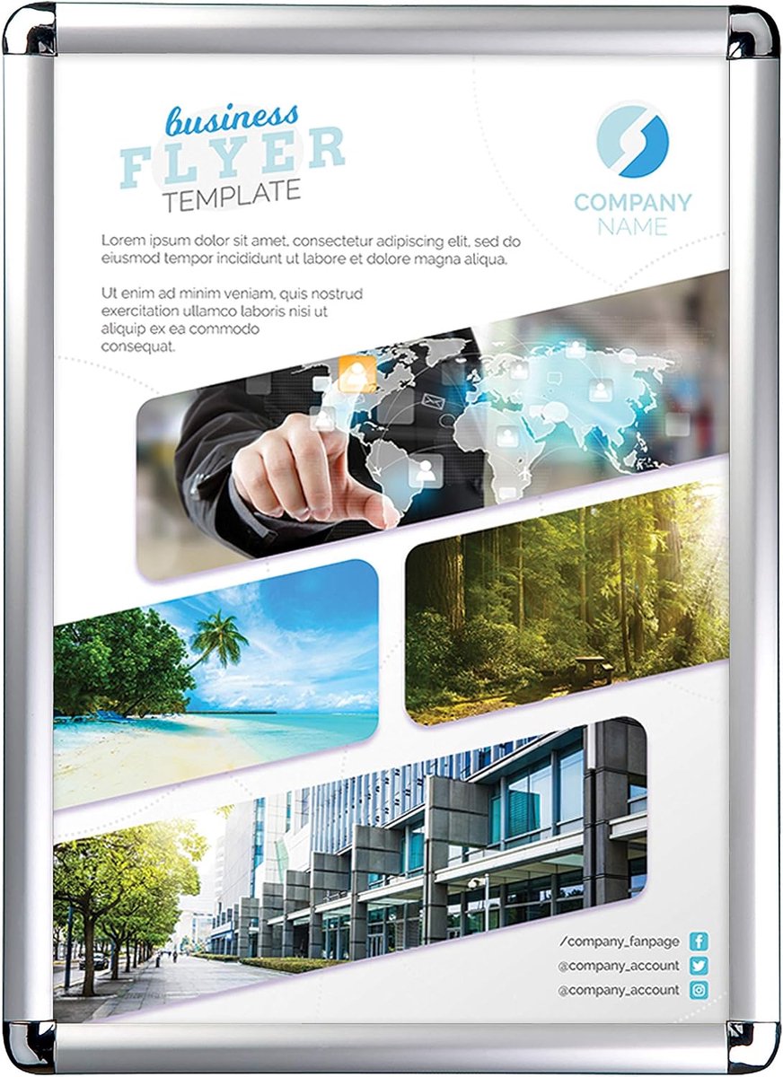 Posterlijst DIN A3 - Aluminium met afgeronde hoeken - 50 stuks - Ideaal voor wanddecoratie - ShopVlot