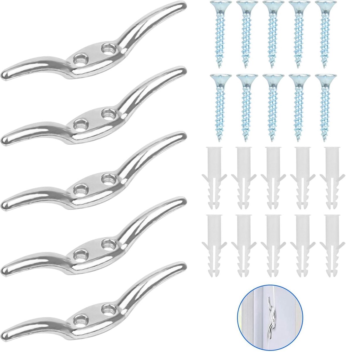Mooring Clamps 5 stuks - Roestvrij staal - Weerbestendig - Voor stabiele bevestiging - ShopVlot