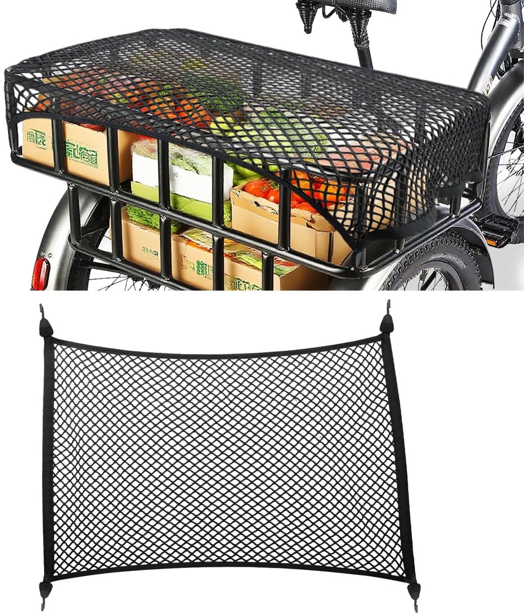 Stretch net 55cm x 45cm - universeel - elastisch polyester - veilig transport voor elektrische driewielers - ShopVlot