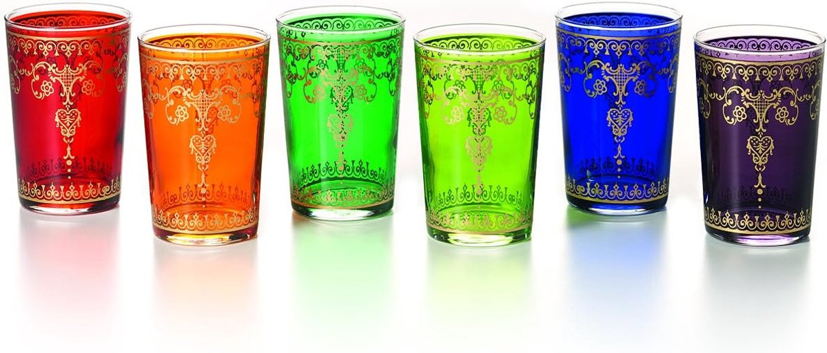 Theeglazen set van 6 - oriëntaals design - gouden ornamenten - perfect voor theeplezier - ShopVlot