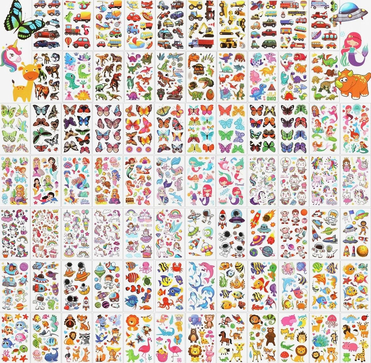 80 Vellen Tijdelijke Tattoos voor Kinderen - Diverse Ontwerpen