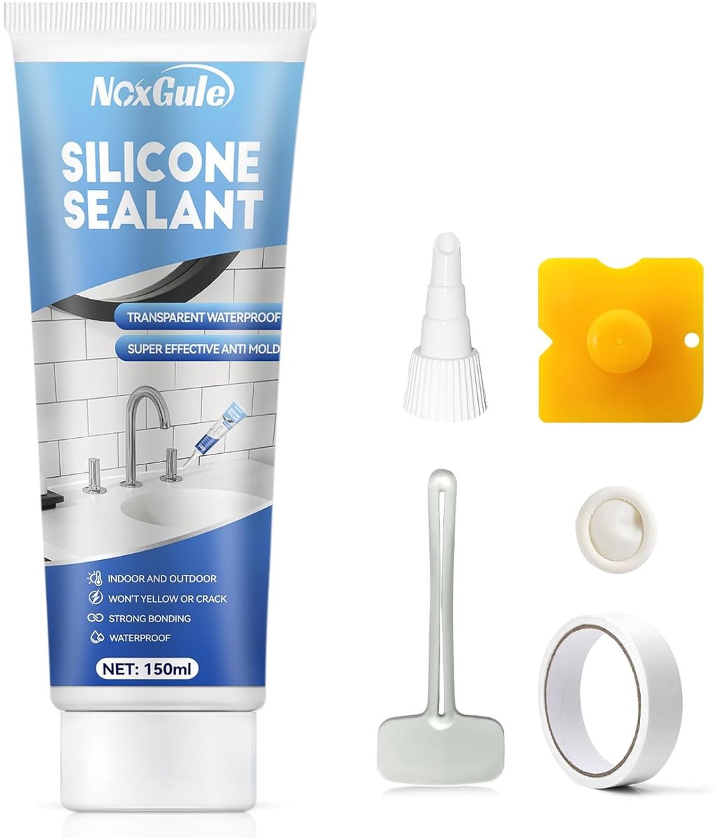 Siliconen badkamer kit 150ml - transparant - waterdicht - ideaal voor sanitair - ShopVlot