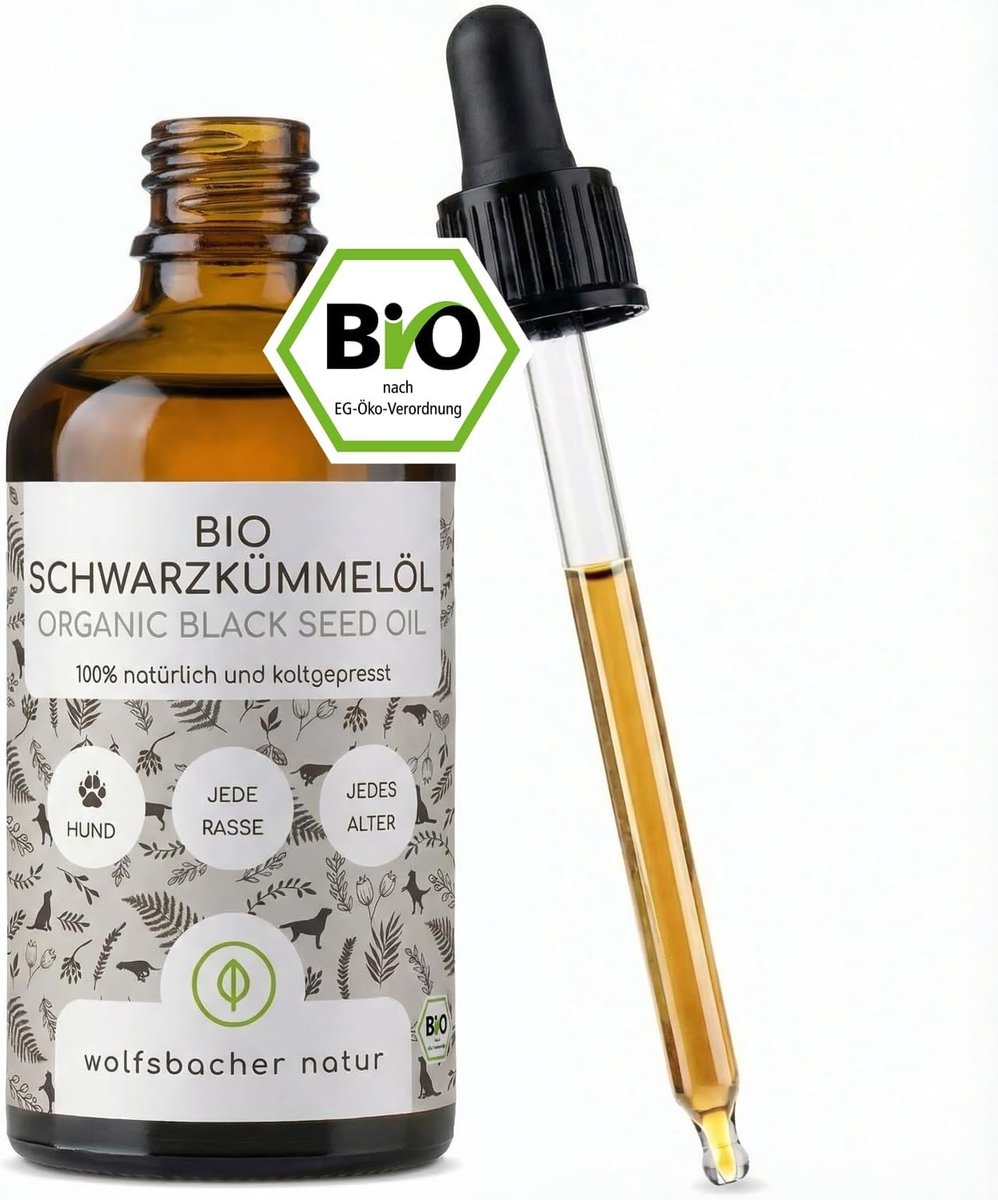 Zwarte Komijnolie voor Honden 50ml - Koudgeperst - 100% Biologisch - Ondersteunt Actieve Dagen - ShopVlot