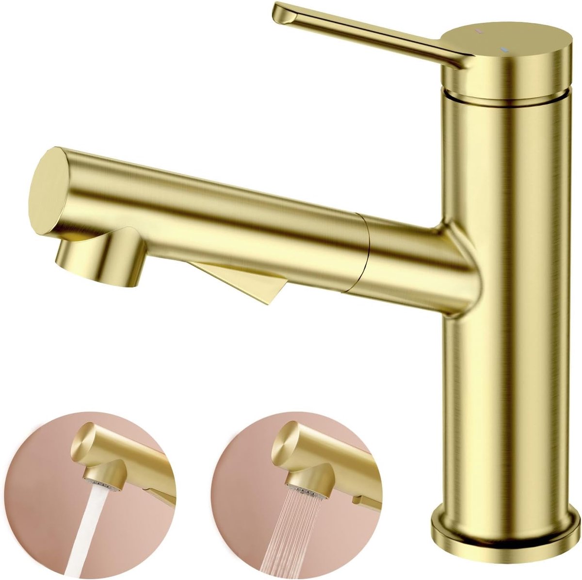 Badkamerkraan - Uitrekbare enkele hendel mengkraan - Goudkleurig - Elegant design voor moderne badkamers - ShopVlot