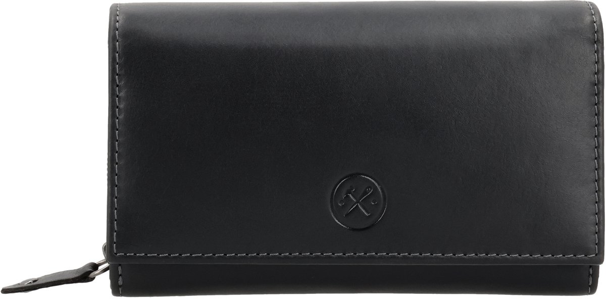 Hide & Stitches Japura Portemonnee - Damesportemonnee - Leer - RFID - Pasjeshouder - Muntvak - Leren Dames Tas - Zwart