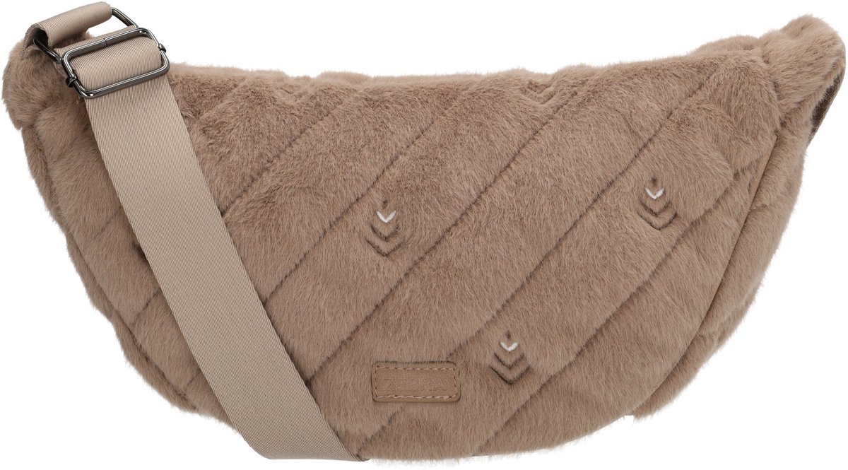 Zebra Trends Celine Crossbodytas - Faux Bont - Schoudertas - Damestas - Geborduurde Details - Verstelbare Schouderband - Ritsvakken - Taupe