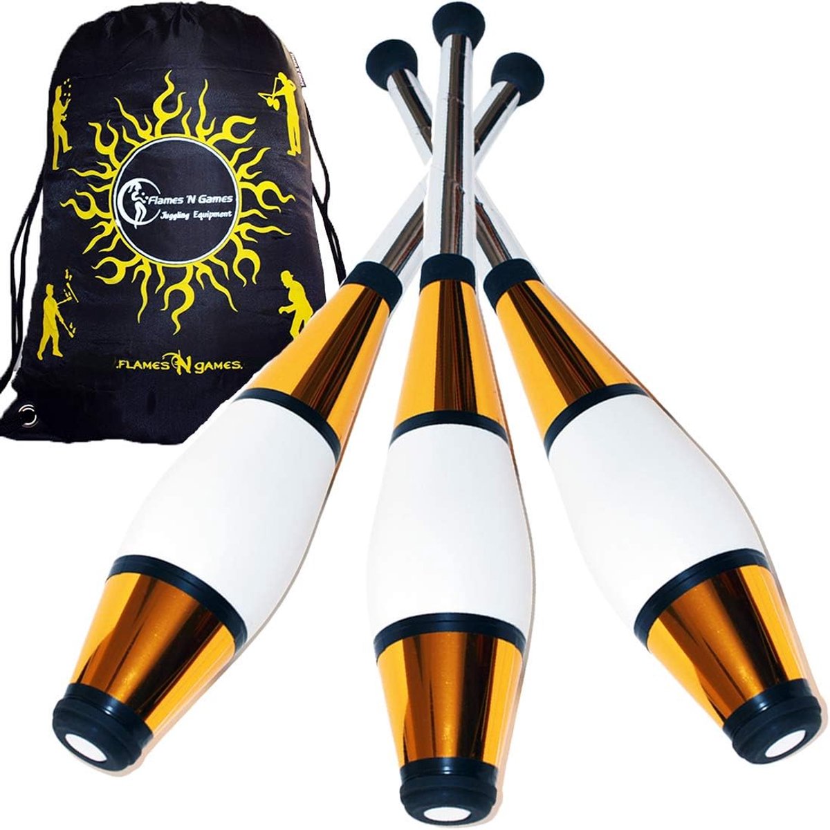 Jongleerclubs 3-delige set - Gouden uitvoering - Stevige constructie - Ideaal voor jongleren - ShopVlot