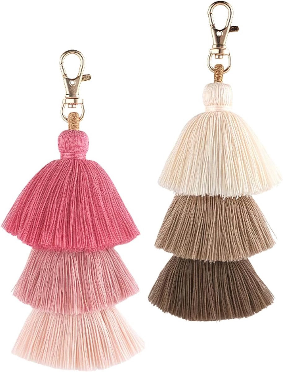 Sleutelhanger met Kwastjes 2Pcs - Bohemian Gelaagd - Kleurrijk Design - Perfect voor Handtas - ShopVlot