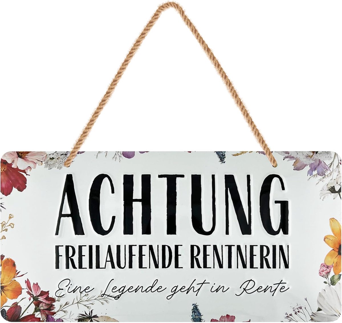 Retro metalen bord 16 x 32 cm - vintage decoratie - grappige tekst voor gepensioneerde - leuk cadeau voor pensioen - ShopVlot