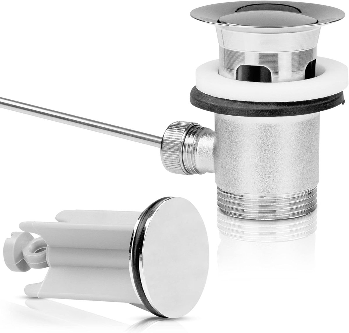 Afvoerplug set 1 ¼ - chroom - met overloopbeveiliging - ideaal voor wastafel - ShopVlot