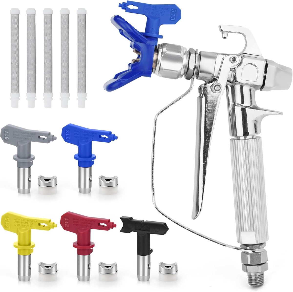 Airless verfspuit 3600 PSI - RVS constructie - Inclusief 5 spuitmonden - Voor nauwkeurig verfspuiten - ShopVlot