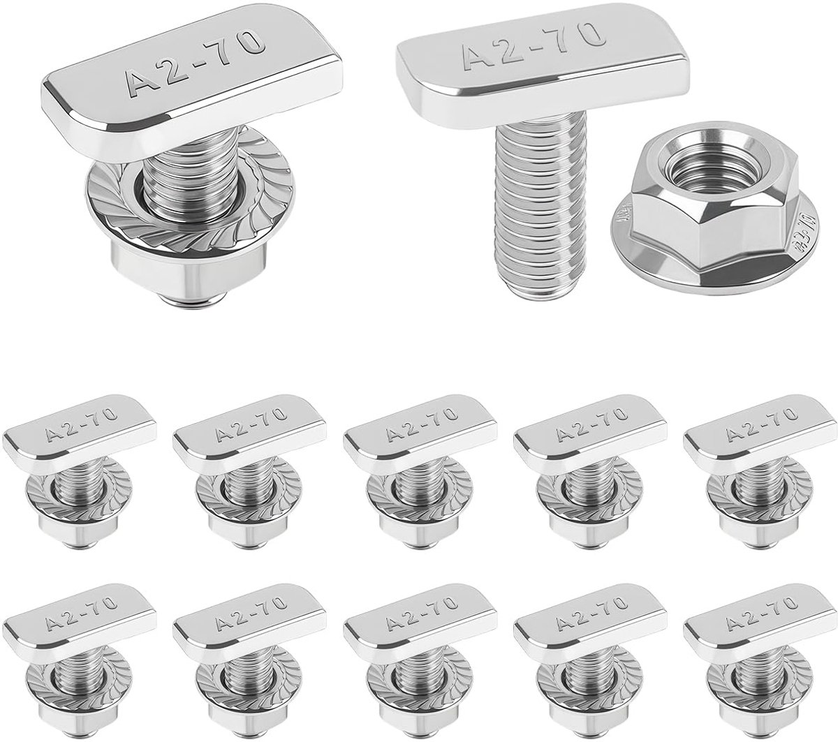 Hammerkopschroeven M8 x 20mm - RVS - Met borgmoeren - Ideaal voor zonnepanelen en kassen - ShopVlot