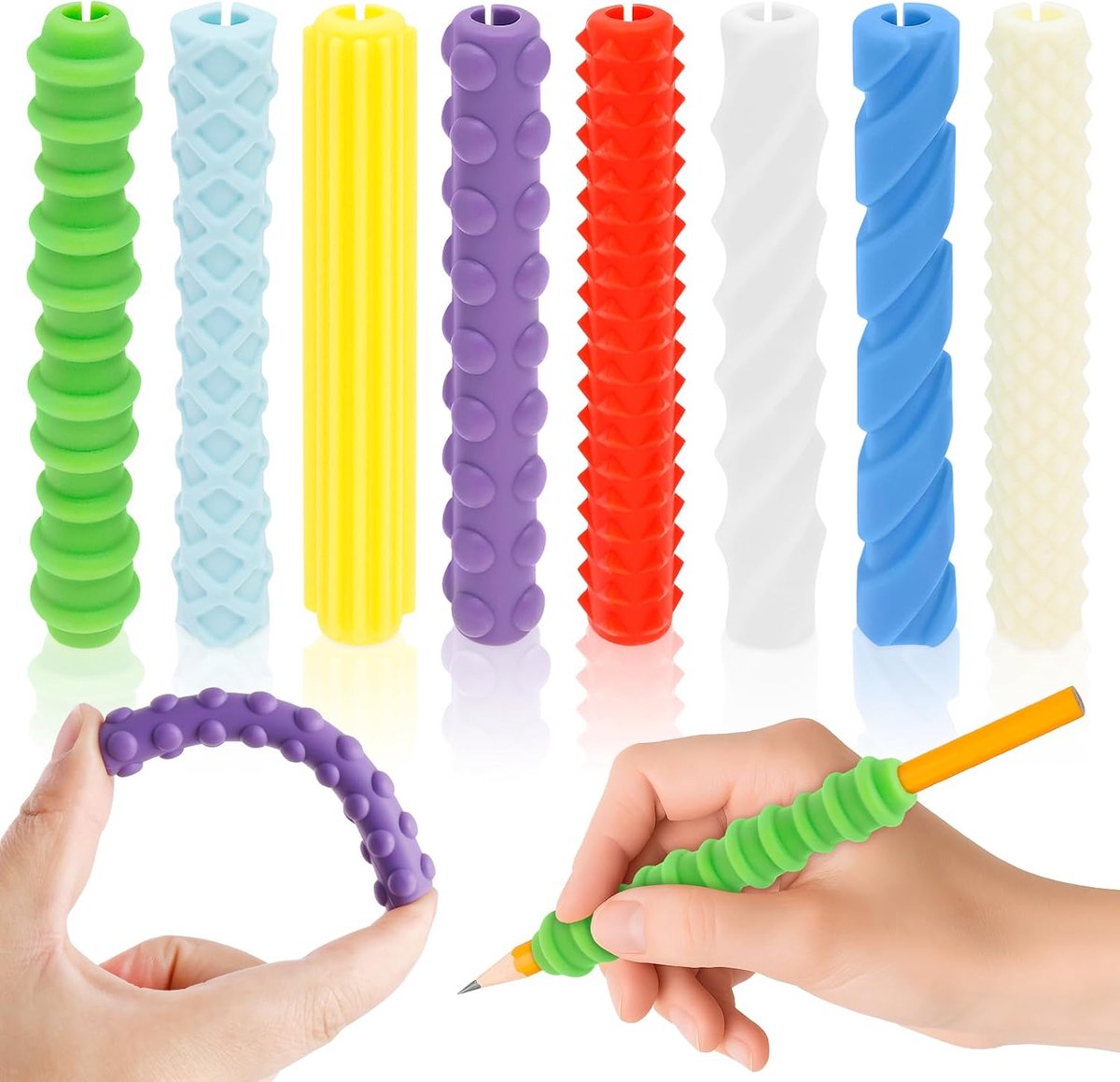 Penhouders voor Kinderen 8 Stuks - Siliconen Grip - Sensory Speelgoed - Vermindert ADHD en Autisme - ShopVlot