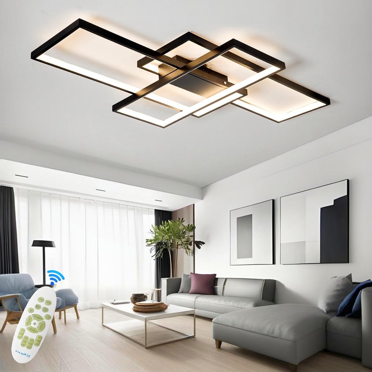 Plafondlamp Dimbaar 140cm - Zwart Acryl en Metaal - Creatief Ontwerp - Energiezuinig A++ - ShopVlot