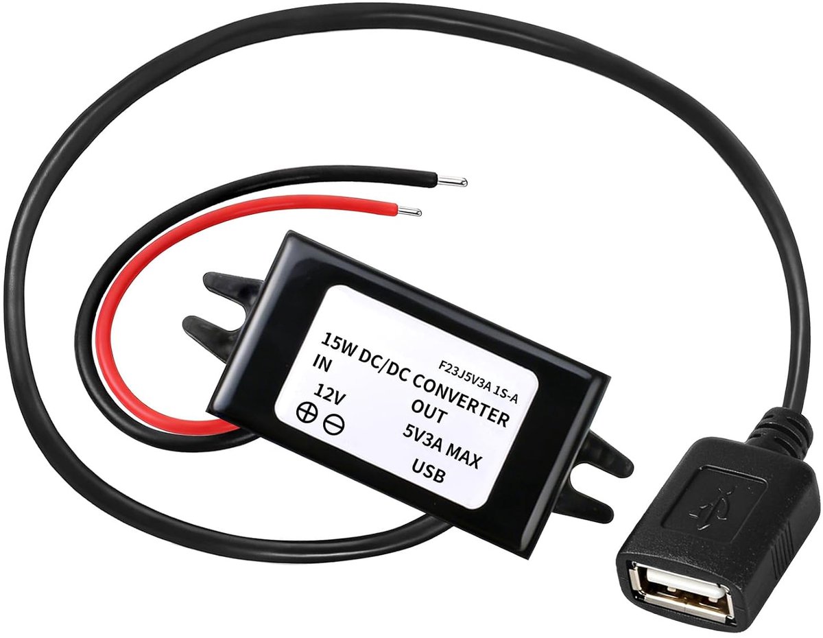DC-DC-omvormer 12 V naar 5 V - USB - 3 A - waterdicht voor auto en boot - ShopVlot