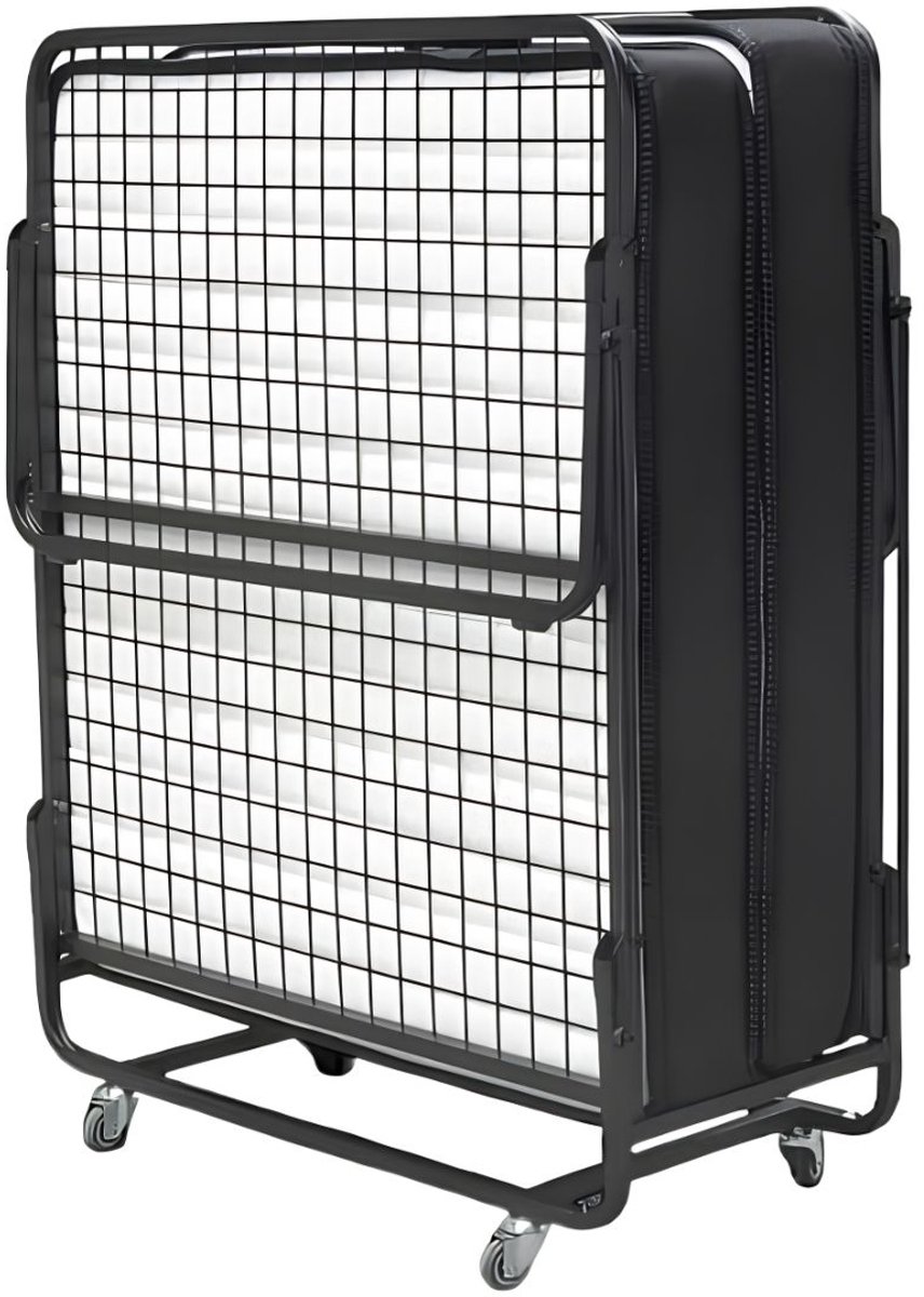 NIVA® Opklapbed - Opklapbed voor Logees – Vouwbed tot 150 kg, Ruimtebesparend - Zwart - 200cm x 90cm x 50cm