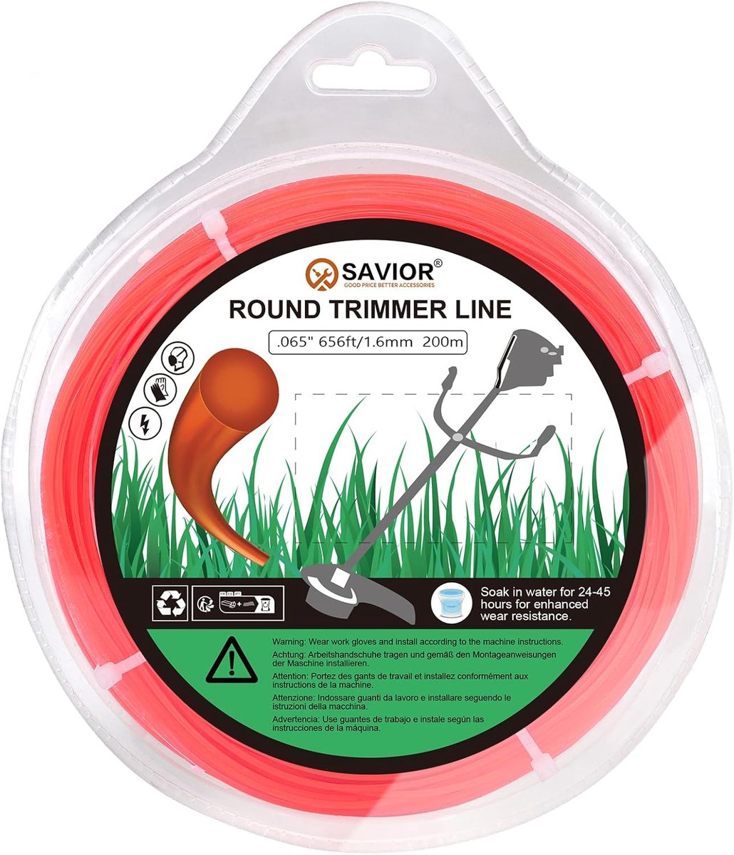 SnelShoppen - Grass Trimmer Draad 1.6mm x 200m - Nylon Maaidraad - Duurzaam en Flexibel - Voor Grasmaaier en Onkruidbestrijding - Oranje