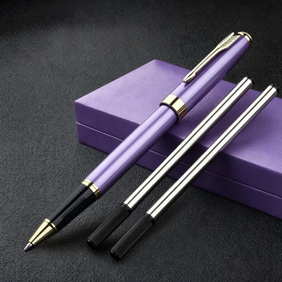 Metalen balpenset zwart - gepersonaliseerde balpen - hoge kwaliteit - geschenkverpakking - ShopVlot