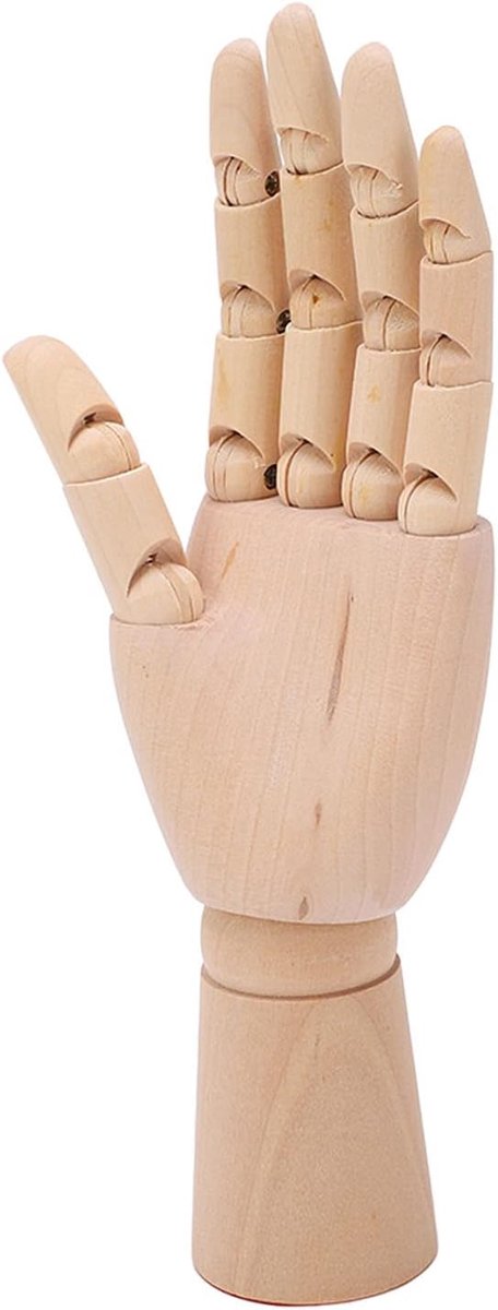 Mannequin Hand 18CM - Houten handmodel - Flexibele gewrichten - Ideaal voor tekenen en decoratie - ShopVlot