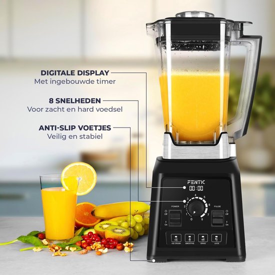 Blender 2000W - 2 Liter - Smoothie Maker met 8 Snelheden - Ideaal voor Milkshakes - ShopVlot van Blender — afbeelding 2