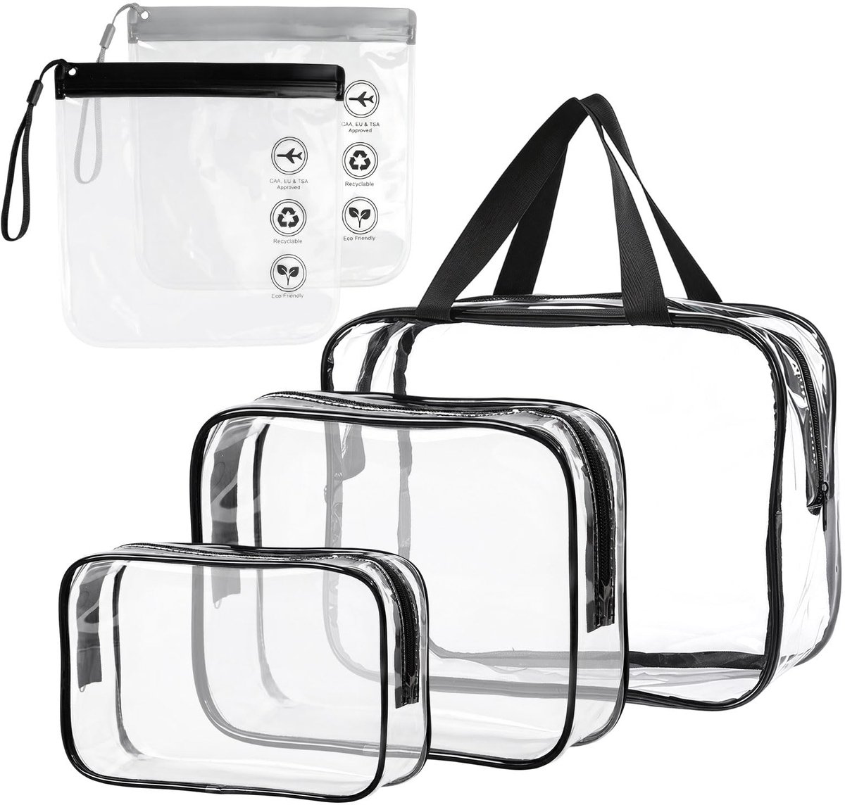 Toilettas set van 5 stuks - transparant - 3 maten - ideaal voor reizen - ShopVlot