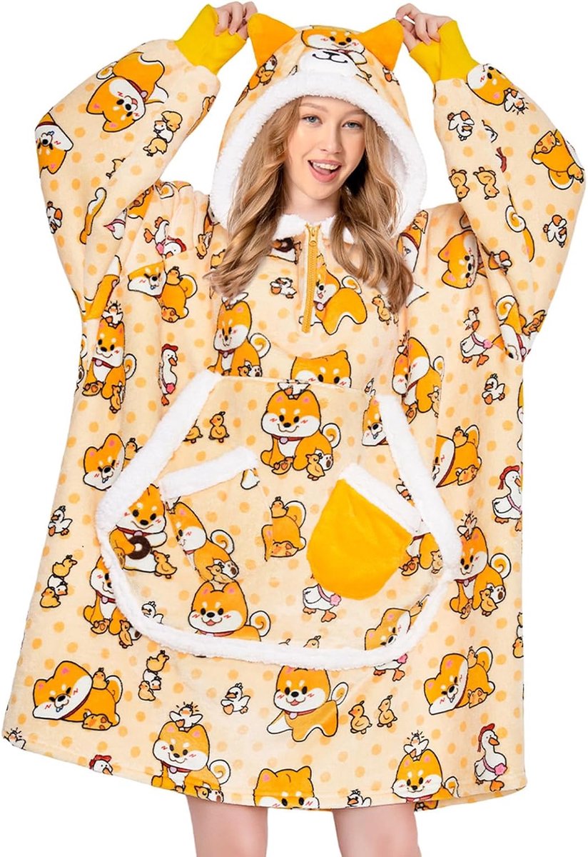 Dekentje met Mouwen en Capuchon - Sherpa Fleece Oversized - Met Zakken - Perfect voor Cozy Avonden - ShopVlot