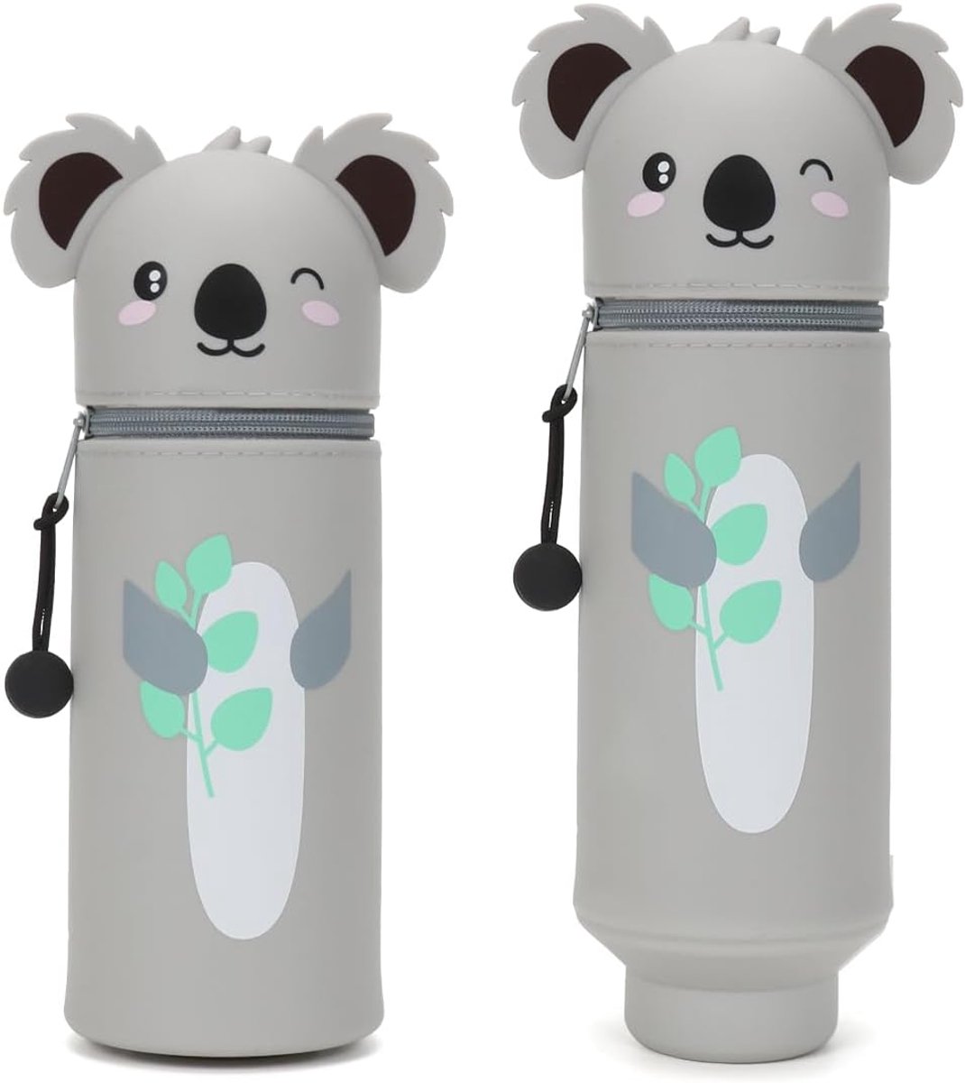 Schooletui 2-in-1 van zachte siliconen - Dierendesign - Pennenhouder voor jongens en meisjes - ShopVlot