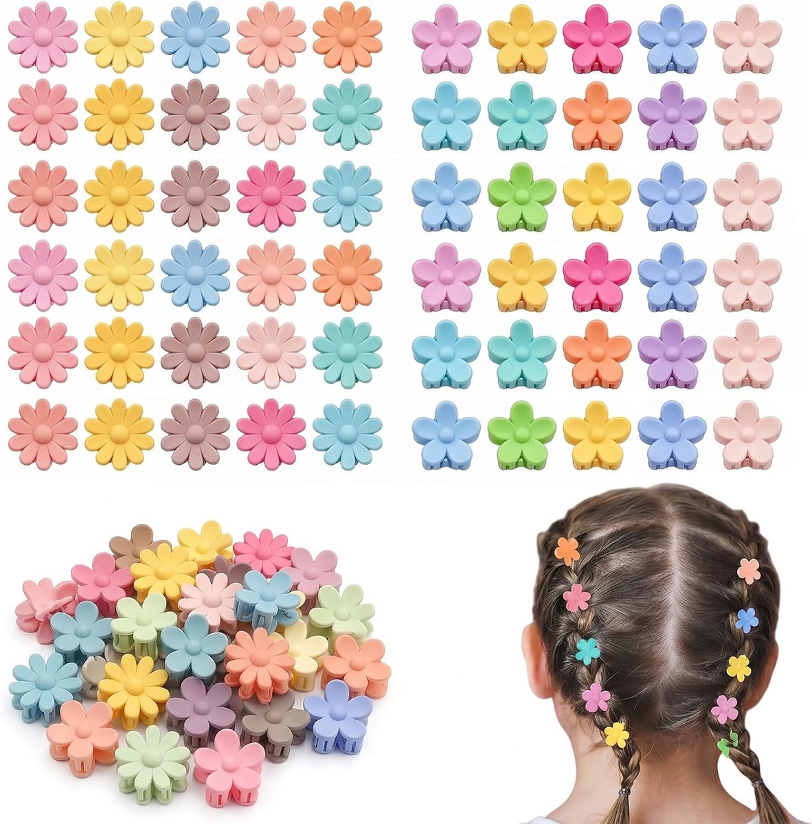 Mini-haarspelden voor meisjes - 40 stuks - meerkleurig - schattige bloemenclips voor dagelijks gebruik - ShopVlot
