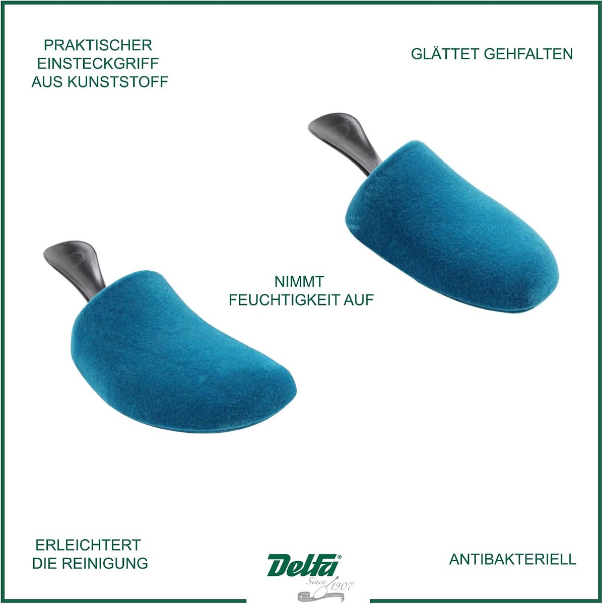 Schoenrek met 3 paar schoenstrekker - formaat 38-42 - petrol - voor comfortabele schoenen - ShopVlot