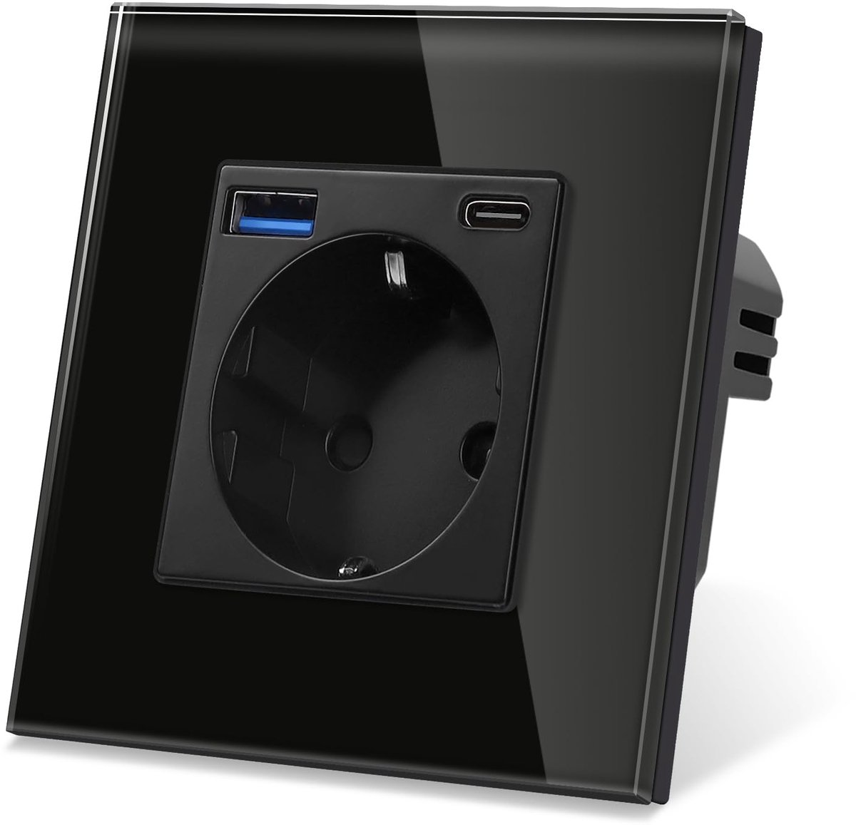 Schuko-contactdoos met USB-poorten - glazen frame - geaard - ideaal voor snelle oplading - ShopVlot