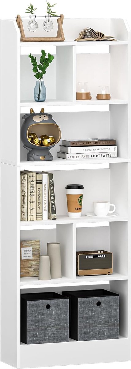 Hzuaneri Boekenkast en Boekenplank met 8 Verdeelde Secties, 170 cm,Wit