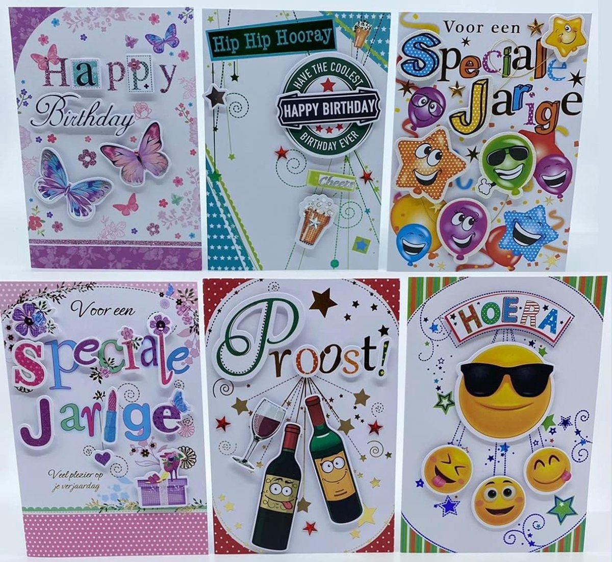 3D Wenskaarten - 6 Extra Luxe - 12x17cm - Kleurrijke Envelop - Perfect voor Verjaardagen - ShopVlot