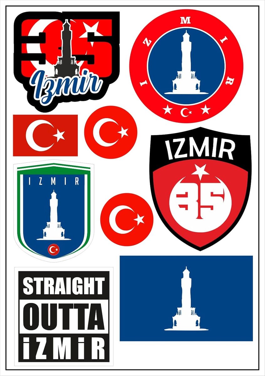 Sticker set Izmir 9 stuks - vinyl - weerbestendig - ideaal voor auto of motor - ShopVlot