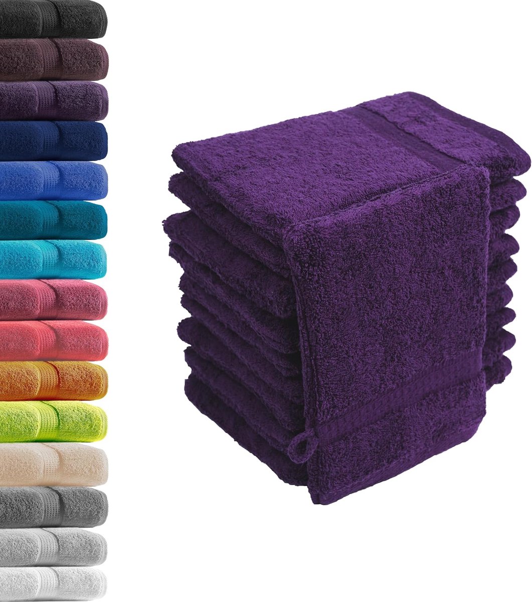 Wasklonten set van 10 - aubergine 16 x 21 cm - 100% katoen - huidvriendelijk en allergievriendelijk - ShopVlot