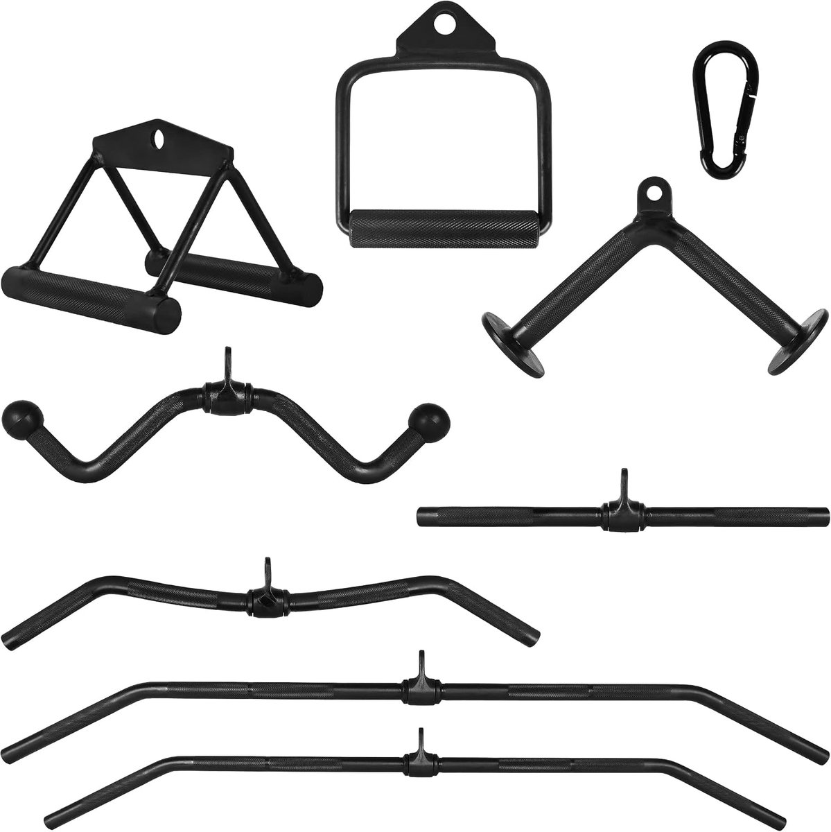 Cable pull handles premium - diverse handgrepen zwart - solide staal - ideaal voor trekkingsoefeningen - ShopVlot