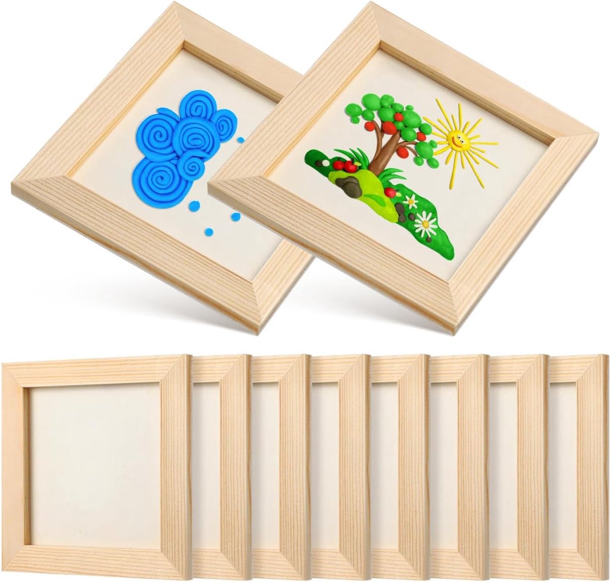 Fotolijsten Set van 10 - 12 x 12 cm - Onbehandeld hout - Ideaal voor knutselen en schilderen - ShopVlot