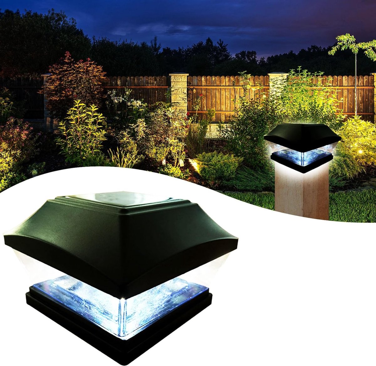 Solar tuinverlichting - houten paaldekking - waterdicht - sfeervolle tuinverlichting - ShopVlot