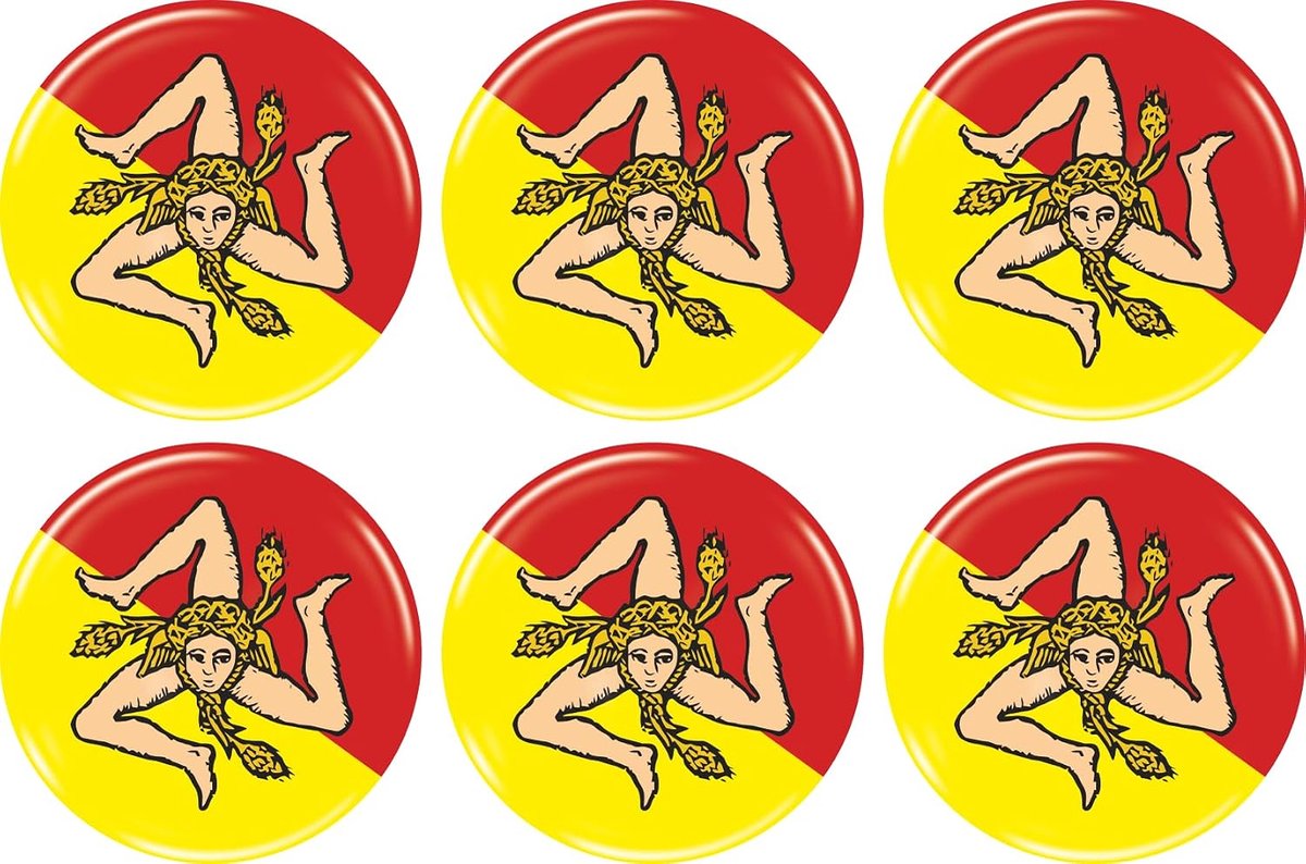 Stickers Sicilië Italië 6 Stuks - 3D Doming - Duurzaam en Waterdicht - Ideaal voor Auto en Motor - ShopVlot